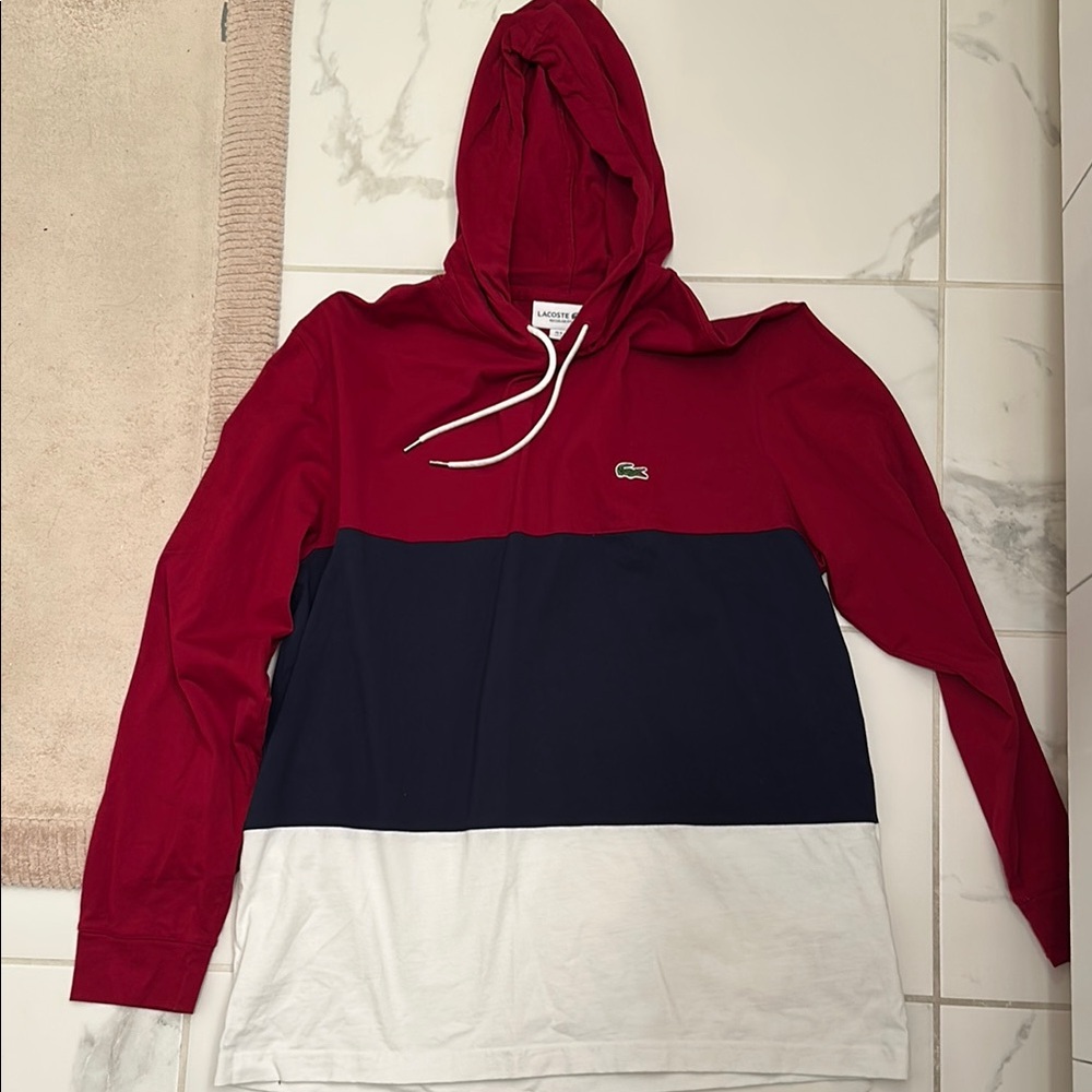 Lacoste Red Navy White Hoodie